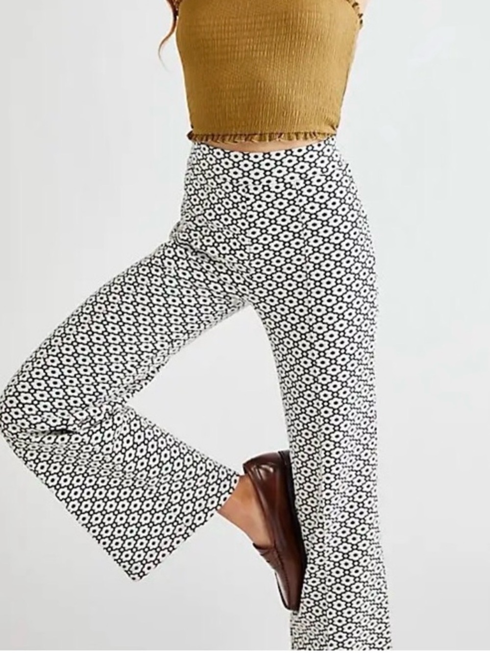 Free people floral printed flared pants XS
